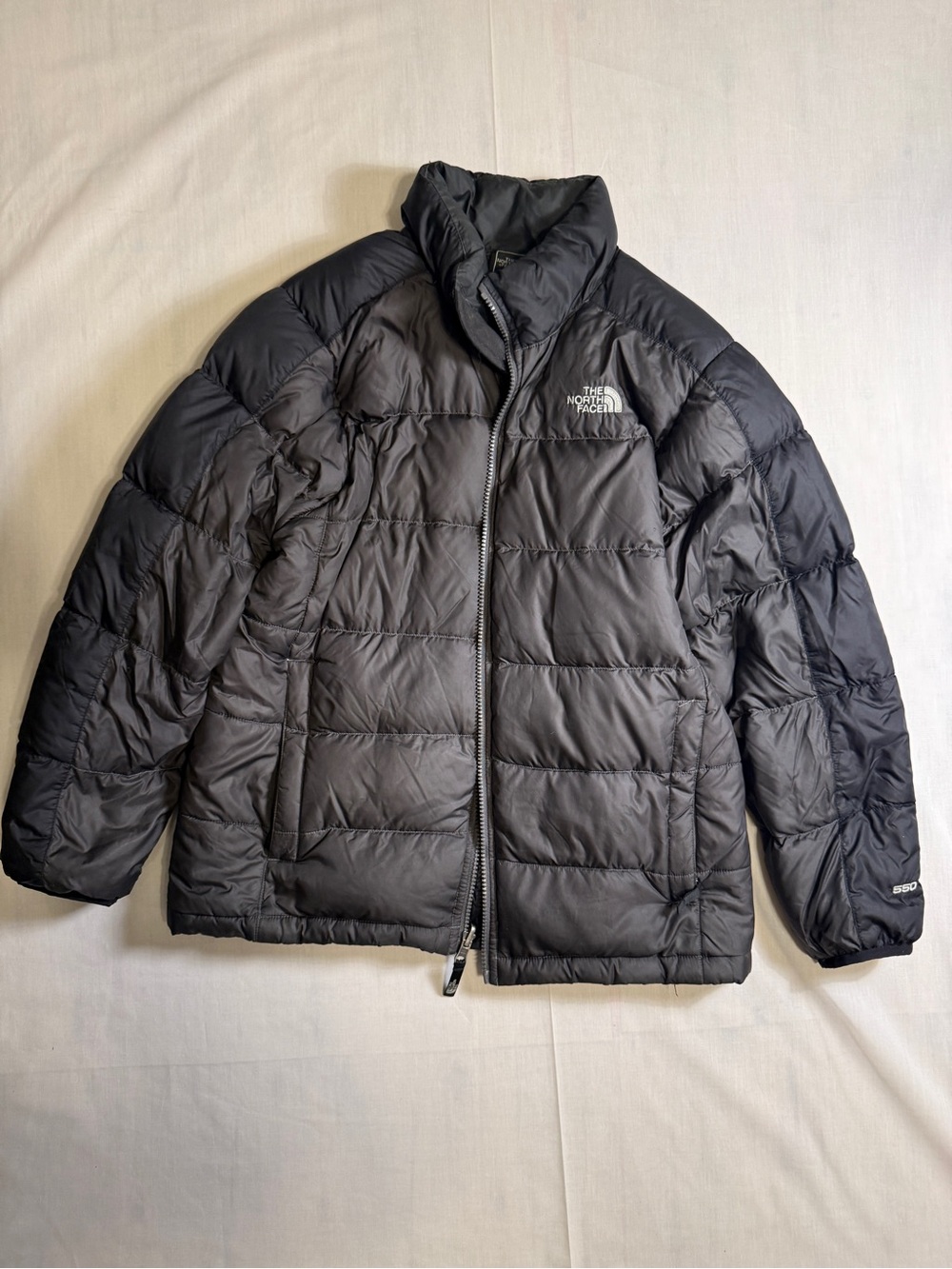 The North Face 550 Down Andes Puffer Jacket Boys Large 14/16 Black Full Zip